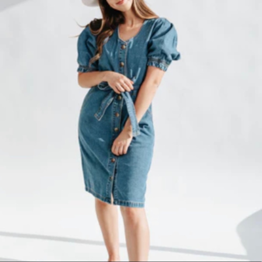 Denim Midi Button Up Dress